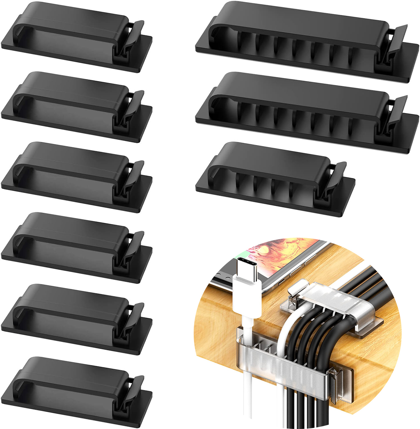 Wall Anchor Plastic - Kabel-Organizer, selbstklebende Kabelklemmen, USB-Kabelmanagement-Klemme, für Auto,