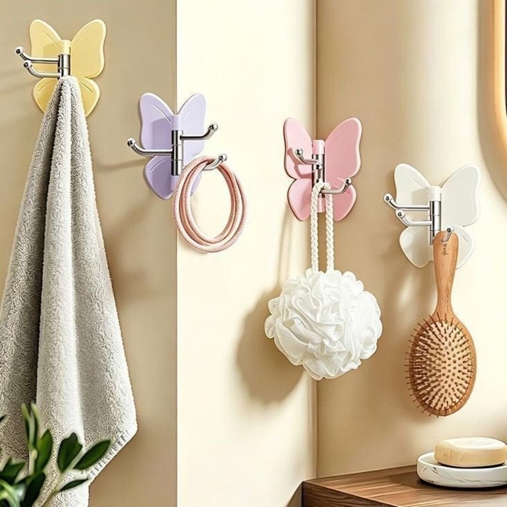 Wall Anchor Plastic - 4 Stück drehbare Schmetterlings-Wandhaken aus Kunststoff,