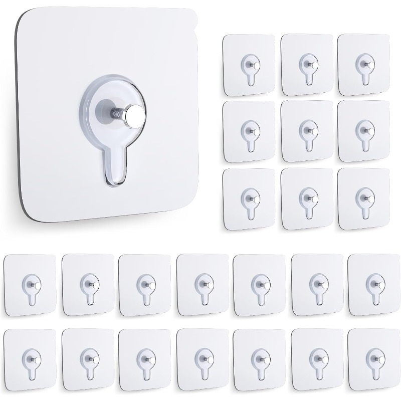 Wall Anchor Plastic - 24 Stück selbstklebende Wandhaken, Bildaufhänger ohne