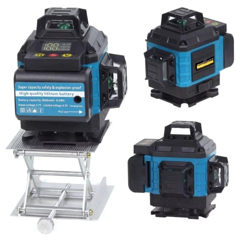 Level Laser Line - Digitale 16-Linien-4D-Laser-Nivelliergerät in Grün, selbstnivellierend, 360-Grad-Rotationslaser-Nivelliergerät